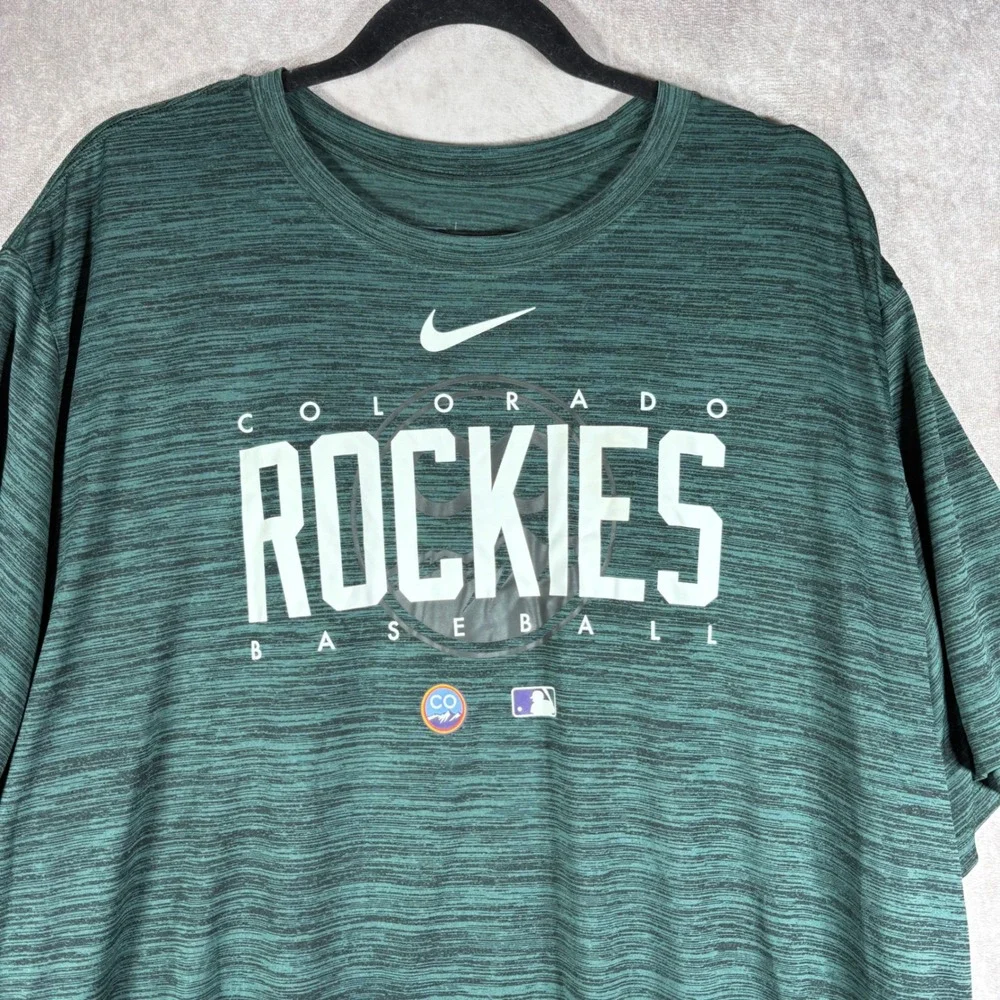 Nike T-Shirt Mens 3XL Green Colorado Rockies Baseball Dri-Fit Graphic Tee Active